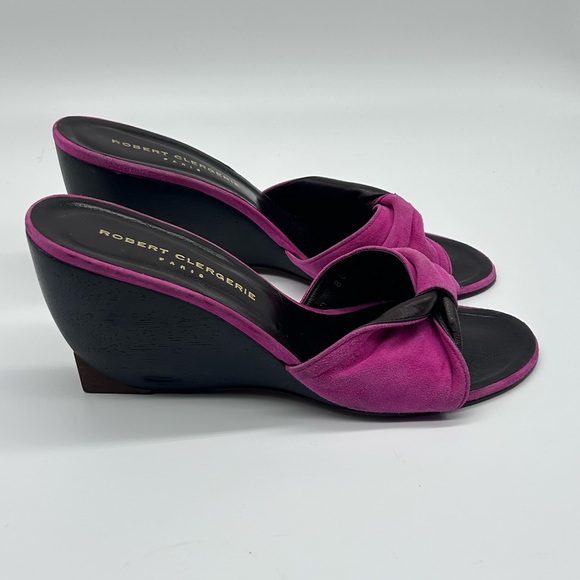 Robert Clergerie Shoes - Robert Clergerie Pink Suede Knot Wedge Sandals